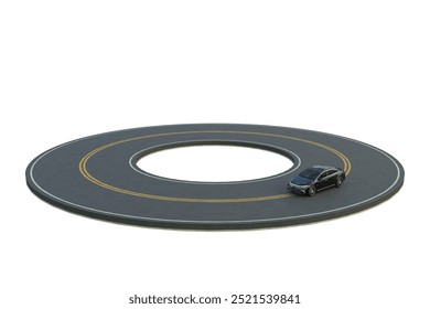 Circle road with car infinity, road with lines, highway road, Car driveway, Luxury premium car