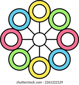 circle round golden ratio pattern logo yellow pink green blue 