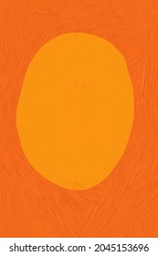 circle space for text on bright orange paint brush stroke in old watercolor dry gouache texture