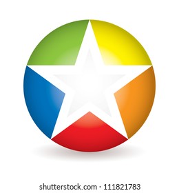 Circle with star icon and copyspace drop shadow