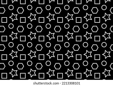 Circle And Star Square Pattern In Black And White