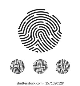 Circle Unique Fingerprint Icon Design For App. Finger Print Flat Scan. Illustration 