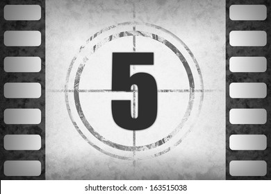 Circled Black Numbers For Movie Countdown On White Grunge 35mm Frame (positive Or Negative), Available As Single Or Full Set.