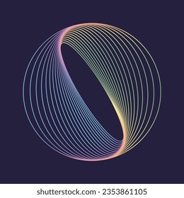 Circles, Rounds, Ellipses, Ovals, Mobius strip, Mobius band, Mobius loop. Abstract Geometric Shapes. Contemporary Psychedelic Multicolor Line Art. - Powered by Shutterstock