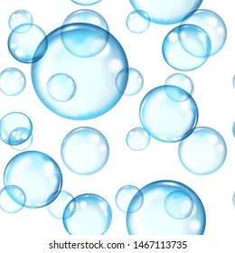 Circles seamless pattern. Round shapes blue background