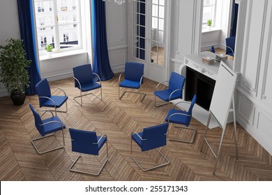 Circletime For Self Help Group In A Psychotherapy Clinic (3D Rendering)