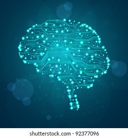 Circuit Board Background, Technology Illustration, Form Of Brain