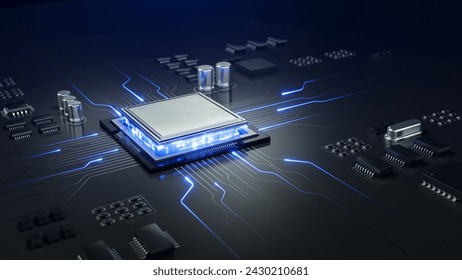 Circuit board, Central Computer Processors CPU concept - 3d rendering