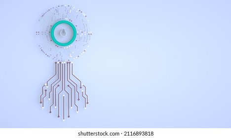 Circuit board computer style  technology background. Artificial intelligence concept. Abstract brain made from printed circuit. 3d render