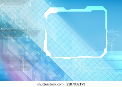 Circuit board with Rounded squares overlap with polygons on vintage pink and blue screen for business technology background