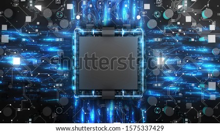 Circuit board. Technology background. Central Computer Processors CPU concept. Motherboard digital chip. Tech science background. Integrated communication processor. 3D illustration