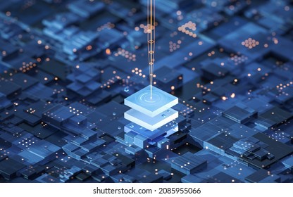 Circuit And Materials, Science And Technology, 3d Rendering. Computer Digital Drawing.