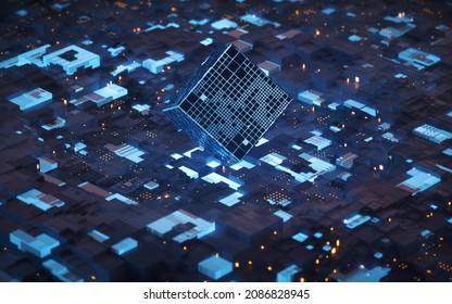 Circuit And Materials, Science And Technology, 3d Rendering. Computer Digital Drawing.