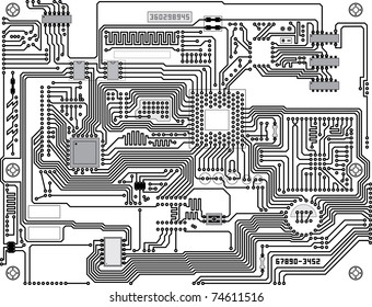 Circuitry Industrial Hightech Black White Background Stock Illustration ...