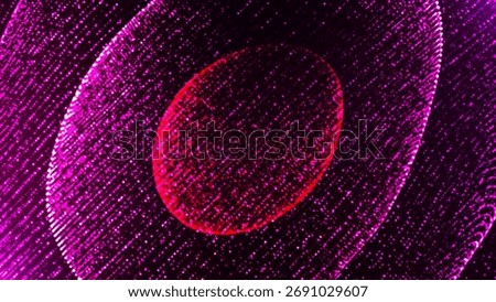 Circular Background with Fragments, Particles, Molecule Spheres, Glowing Energy Texture, Perpetual Motion, Hypnosis Lines, Love and Romance. Poster for Holidays, Social Media, Technology, Business