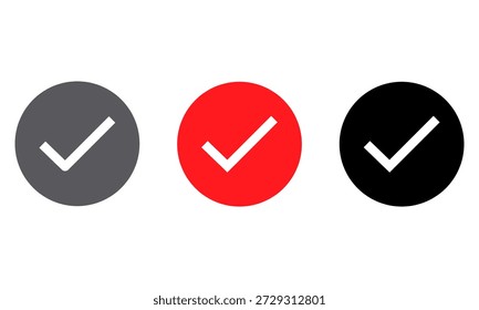 Circular check mark icon set showing confirmation and approval symbols for interface status design