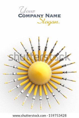circular composition of e-cigarretes with a white background and lots of copy space