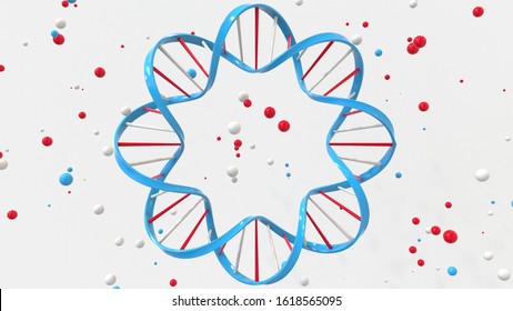 Circular DNA double helix, 3D rendering