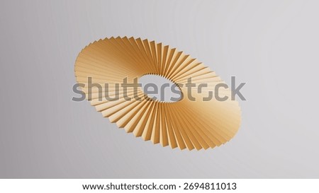 Circular folded paper loop in gold and black, stylish 3d render illustration.