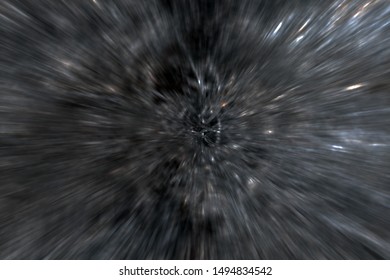 Circular Geometric Dark Silver Gray Black Background. Abstract Explosion Effect. Centric Motion Pattern. Warp Drive. Space Travel. Interstellar Voyage. Space Flight Through The Stars