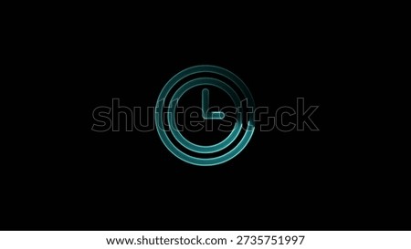 Circular glowing teal neon clock with simple hour and minute hands set against a dark background Clear details and vibrant colors enhance visual appeal.
