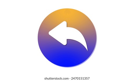 A circular icon with a gradient background transitioning from yellow at the top to blue at the bottom, featuring a white curved arrow pointing to the left.