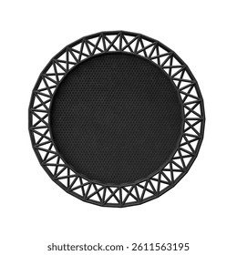 Circular Industrial Frame with Solid Black Center and Metal Truss Border in 3D Render isolated white background. 3d illustration