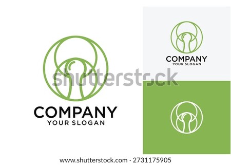 circular keyhole initial logo design with people vector