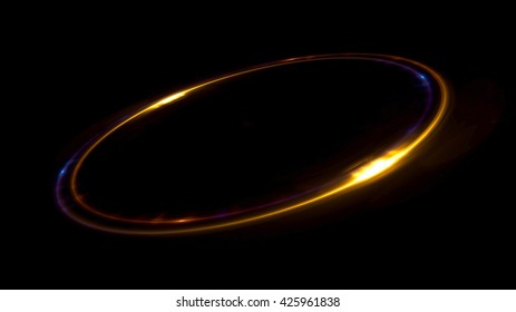 Circular lens flare. Abstract rotational galaxy. Beautiful ellipse border. Luxury shining hole. Rotational lines. Power energy element.  Neon luminous.  3D illustration. Abstract ring background.