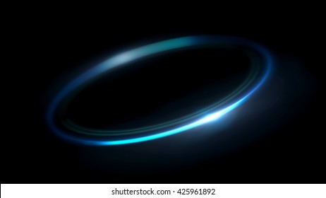 Circular lens flare. Abstract rotational galaxy. Beautiful ellipse border. Luxury shining hole. Rotational lines. Power energy element. Space for message. 3D illustration. Abstract ring background.