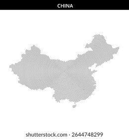 Circular line art forms a map shape of China clearly.