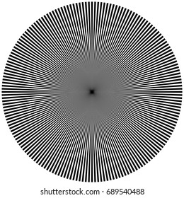 Circular, radiating abstract shape, motif. Geometric design element series