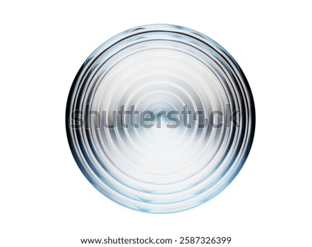 Circular ripple pattern on transparent glass disk. 3d illustration