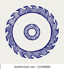 Circular Saw Blade. Doodle Style. Raster Version