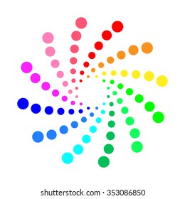 Circular spectrum pattern on white background.