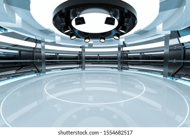 Circular technological structure building, 3d rendering. Computer digital drawing.
