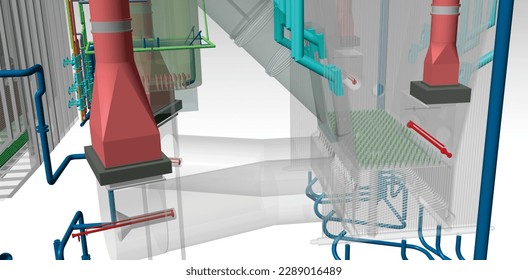 circulating fluidized bed boiler 3D illustration