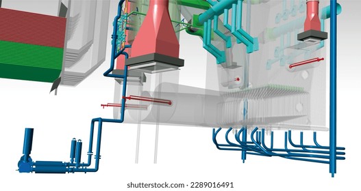 circulating fluidized bed boiler 3D illustration