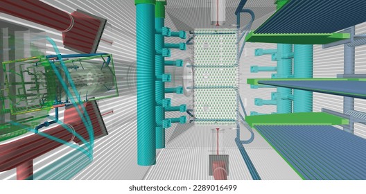 circulating fluidized bed boiler 3D illustration