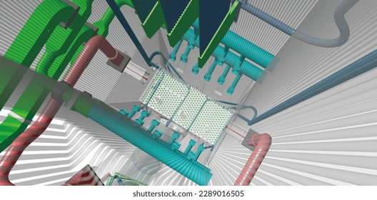 circulating fluidized bed boiler 3D illustration