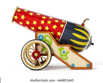 Circus cannon isolated on white background. 3D illustration.