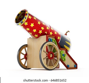 Circus cannon isolated on white background. 3D illustration.