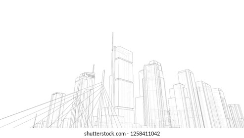 City 3d Illustration Stock Illustration 1258411042 | Shutterstock