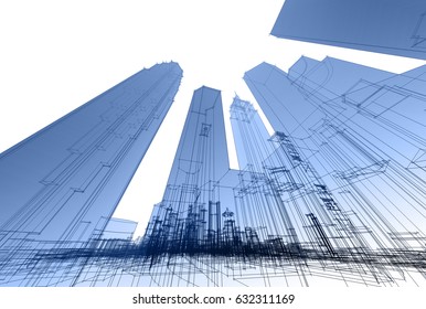 city, architecture abstract, 3d illustration - Shutterstock ID 632311169