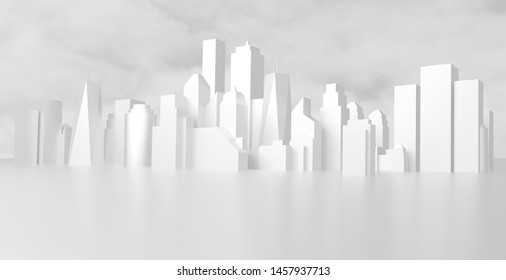 City Black And White - 3d Rendered Illustration