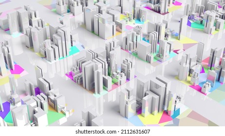 City Building Simple Modern Skyscraper business street 3D illustration