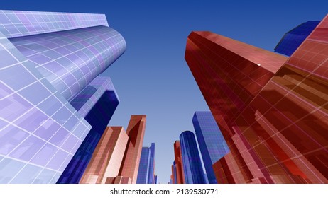 City Building Simple Modern Skyscraper business 3D illustration background.