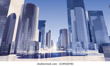 City Building Simple Modern Skyscraper business 3D illustration background.
