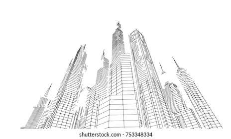 City Buildings 3d Illustration Stock Illustration 753348334 | Shutterstock