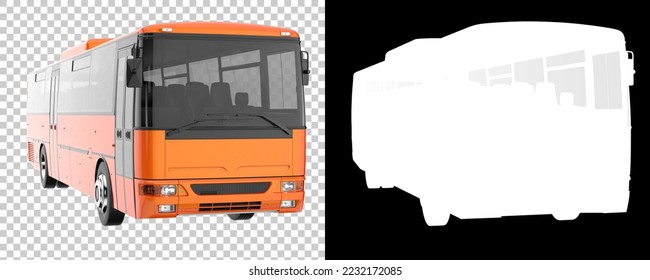 City bus isolated on background with mask. 3d rendering - illustration